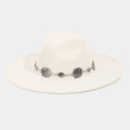 Concho Chain Strap Flat Brim Fedora