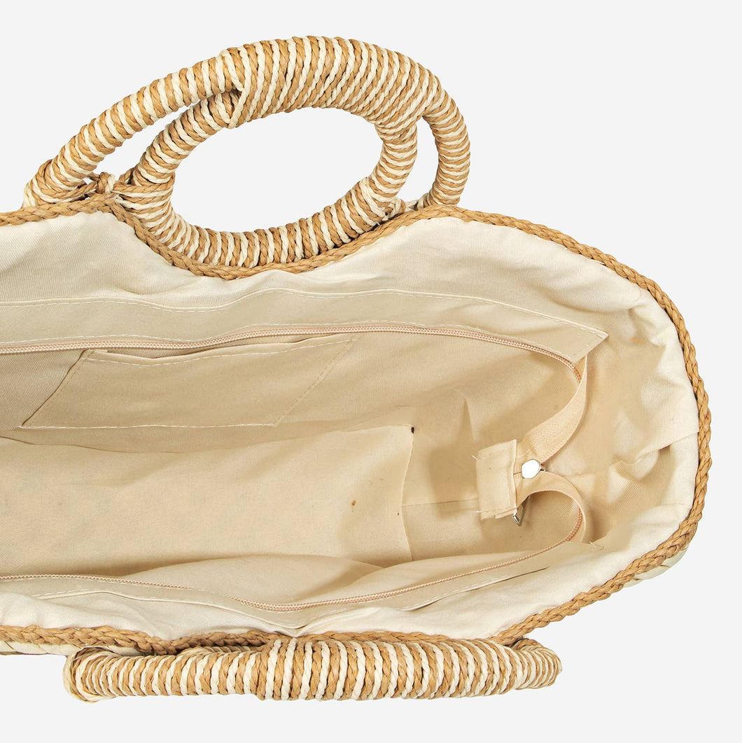 Basket Weave Rectangle Bag Ivory
