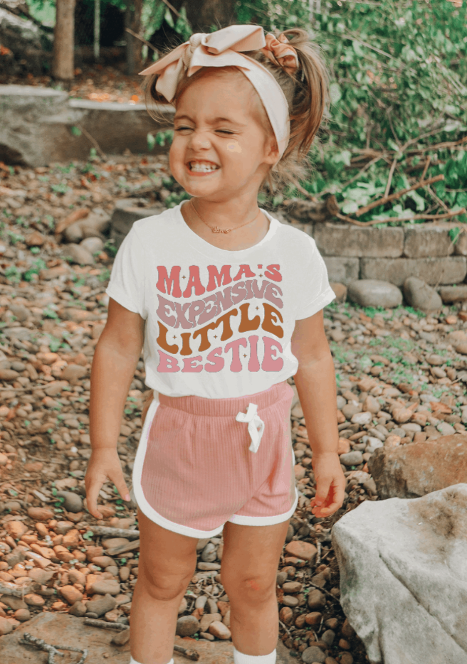 Mama's Expensive Little Bestie Retro Cute Kids T Shirt