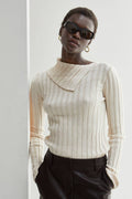 Raven Neck Flap Ribbed Sweater