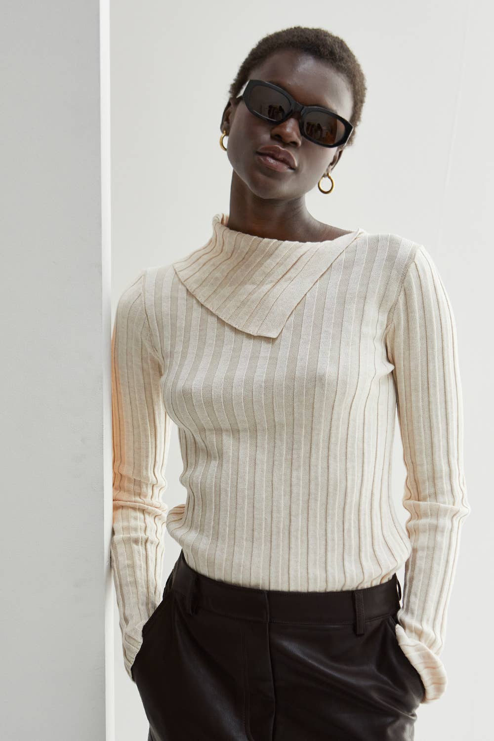 Raven Neck Flap Ribbed Sweater