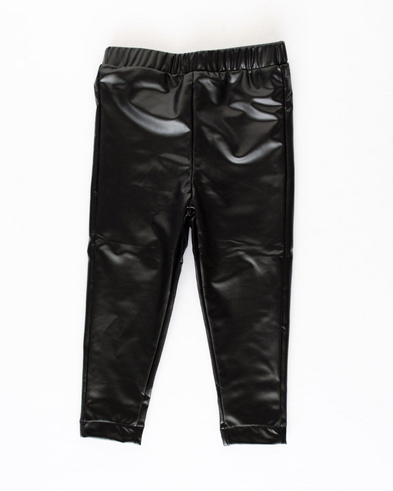 Stretch Leggings - Faux Black Leather