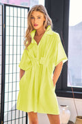 Lime Cinch Waist Dress