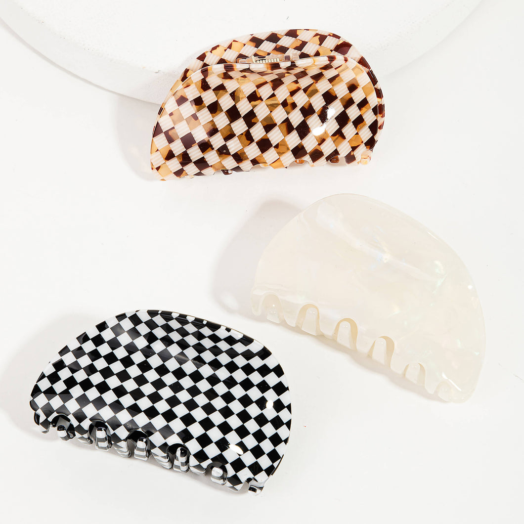 Acetate Checkered Hair Clip