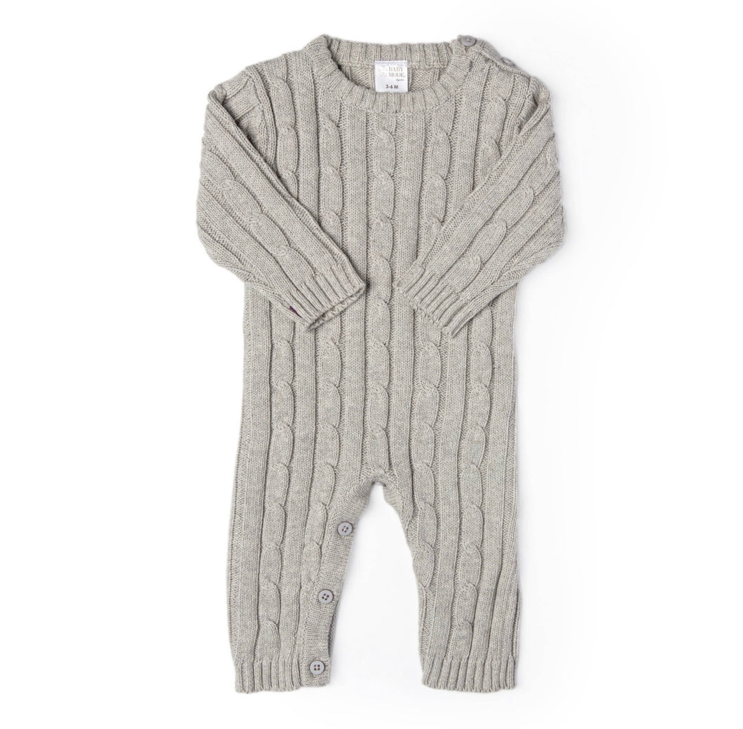 Grey Cable-Knit Onesie