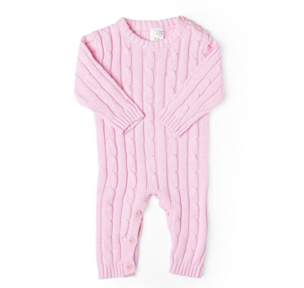 Pink Cable-Knit Onesie