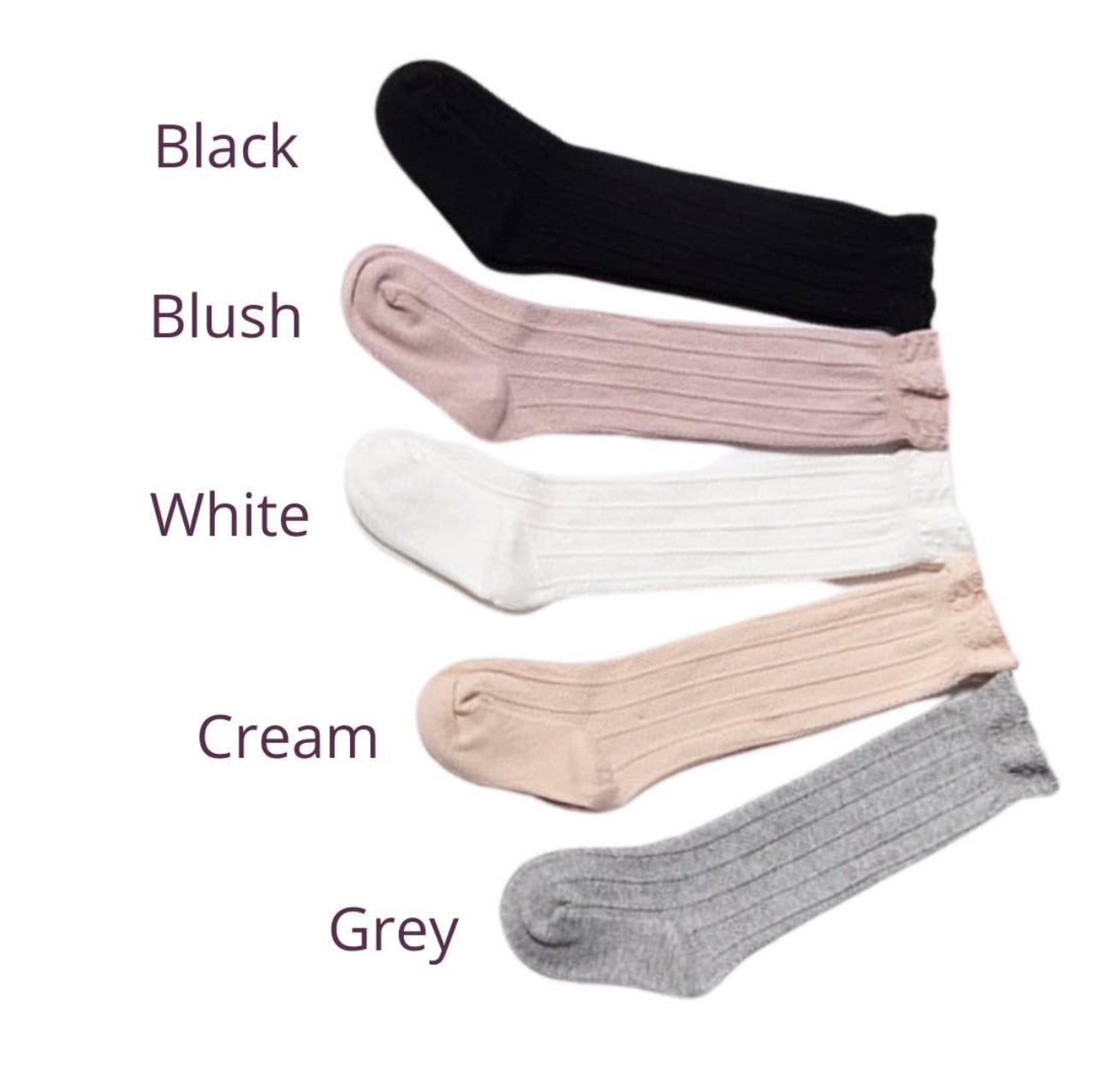 Black Ribbed Knee High Socks