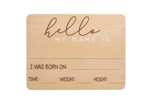 Load image into Gallery viewer, “Hello my name is...” Milestone photo prop
