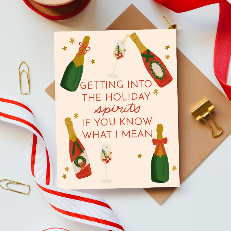 Getting into the holiday *spirits* | funny Christmas card