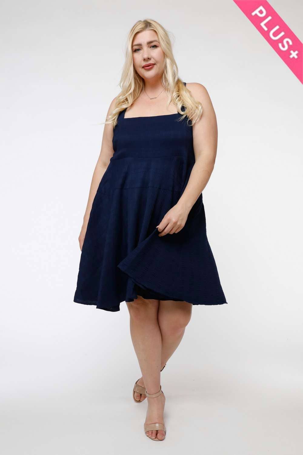 Plus Solid Smocked Ruffle Mini Dress