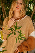 Contrast Stitch Color Block Pullover Sweater
