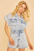 Acid Wash Denim Romper