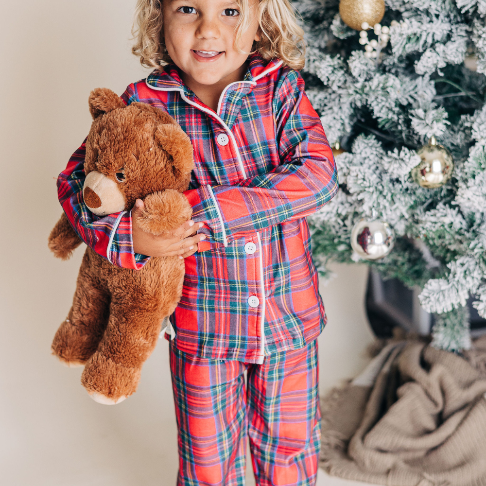 Button Down PJs - Christmas Tartan