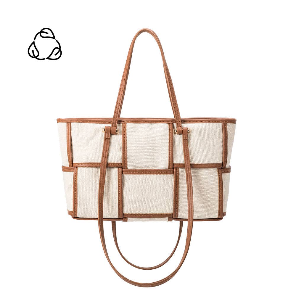 Delany Recycled Vegan Tote Bag in Saddle