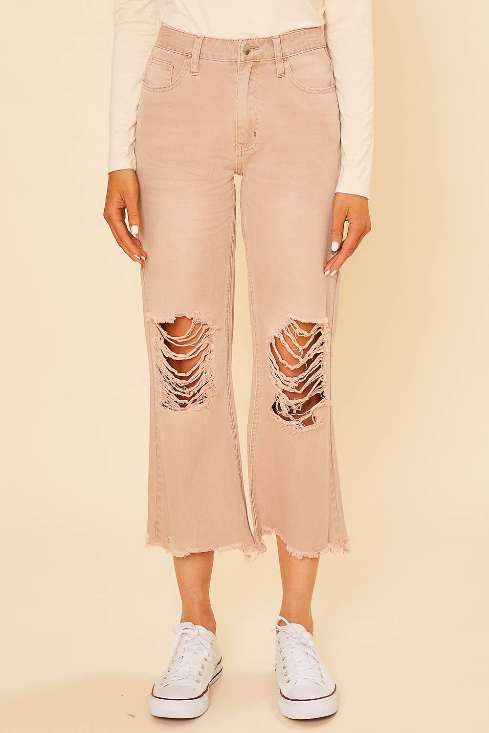 Distressed Denim Straight Jean